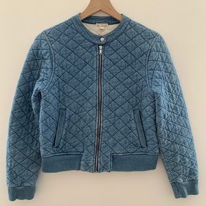 GAP Chambray Blue Quilted Bomber Jacket
